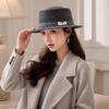 Wool Felt Women's Wool Hat Flat Top French Fedora Hat New Retro Lady Hat  Autumn Winter Daily Wear