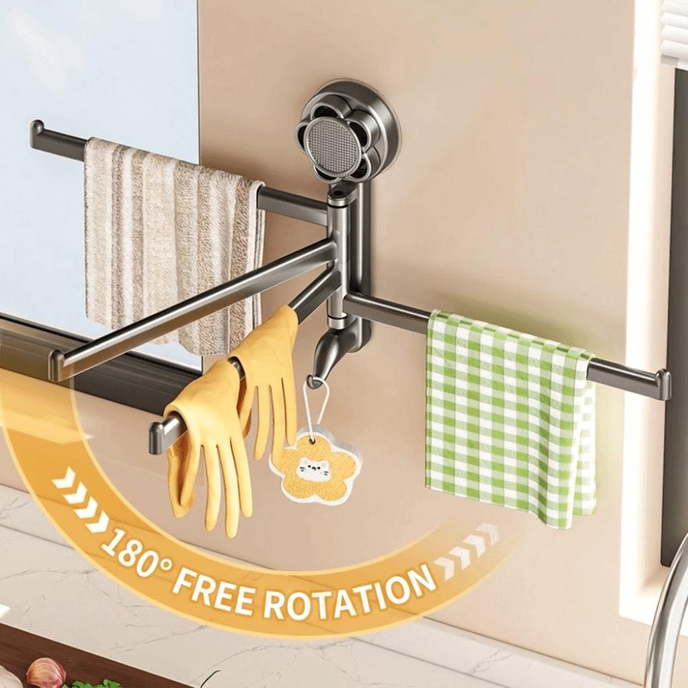 Suction Cup Towel Rack Rotating Bath Towel Holder Multi-Rod Towel Hanger  Shower