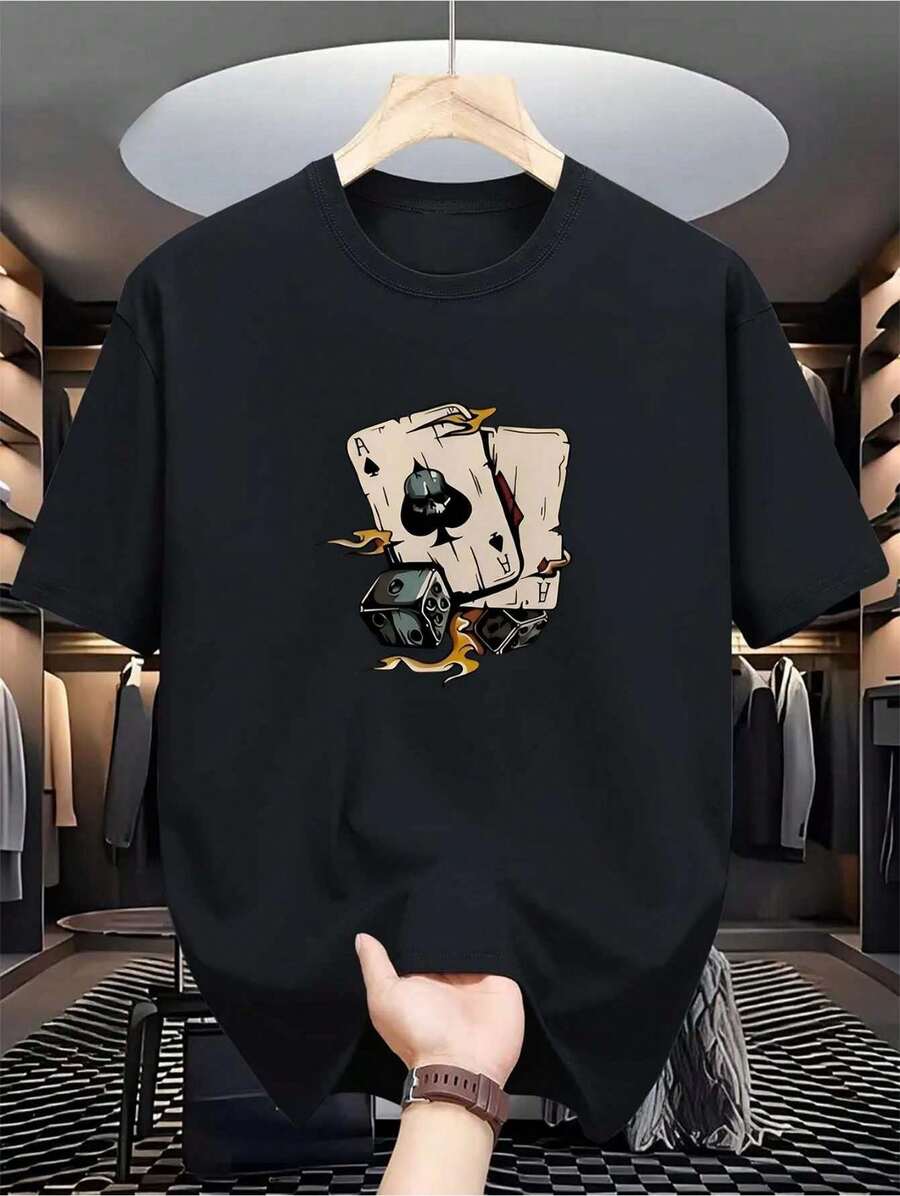 

Unisex s Casual Crew Neck T-Shirt - Spades Alphabet Print M