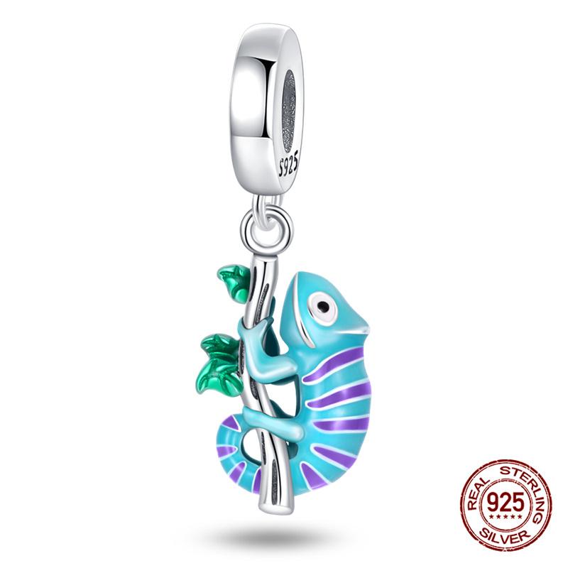 Original Charms Copper Luminous Chameleon Charms Beads Fits 3Mm Original Bracelet For Women Diy Fine Jewelry Gifts