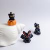 Halloween Mini Resin Figurines for Crafts 100Pcs Lovely Pumpkin Cat Bat Miniature Statue Ornaments for Fairy Garden Accessories