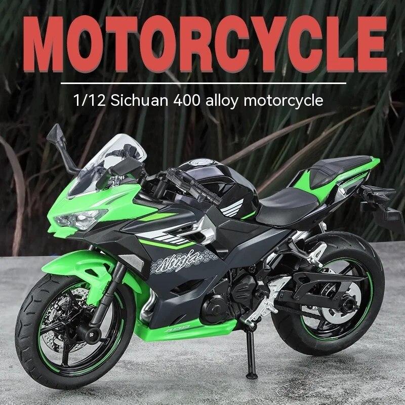 1/12 Scale Kawasaki 400 Motorcycle Die-cast Model - Sound & Light Effects - Authentic Details - Fun for Kids & Motorcycle Lovers