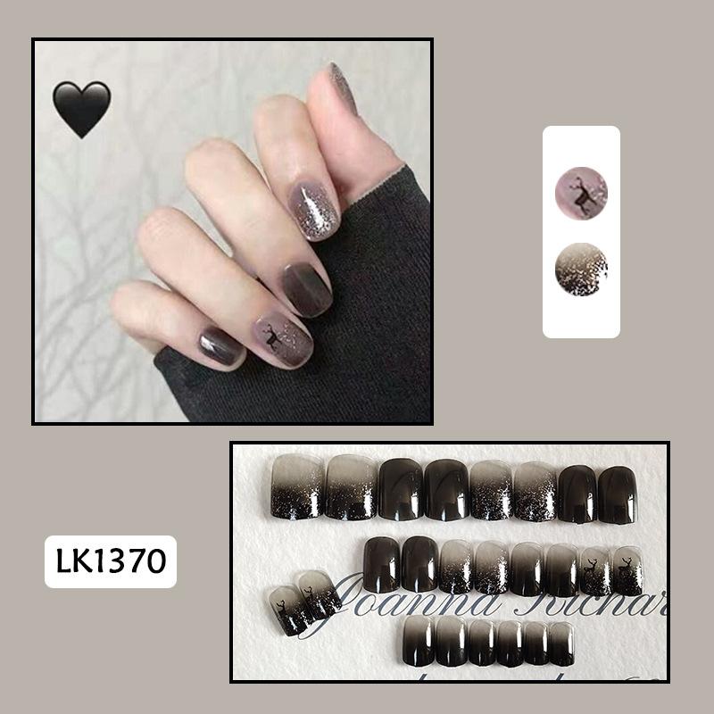 24Pcs Purple Bunny Design Full Coverage Press On Nails Artificial Removable Fake Nail Art Acrylic False Nails Finished