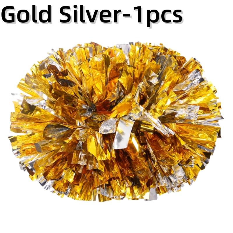 Cheerleading Pom Poms with Handle Cheer Balls Big Gold Silver Red Yellow Blue Hand Dance Pompoms Accessories for Women Girl Kids