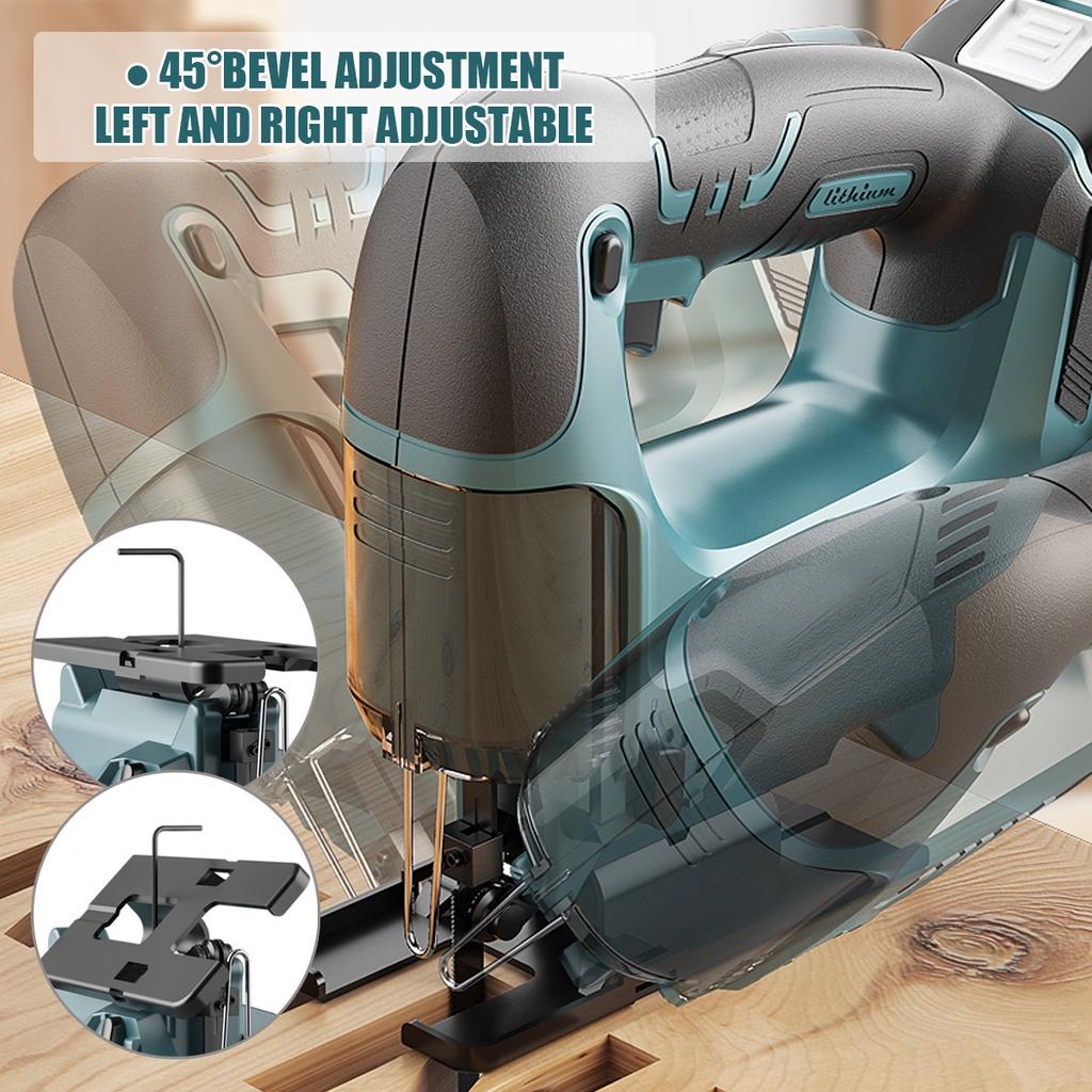 65mm 588Vf  2 x 15000mAh for 18V Battery Cordless Jigsaw 2900RPM Electric Saw Multi-Function Wood Metal Cutting Power Tool