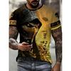 Horror Death Summer Men's Breathable Round Neck T-shirt Skull Print Halloween Street Hip Hop Casual Outdoor Top