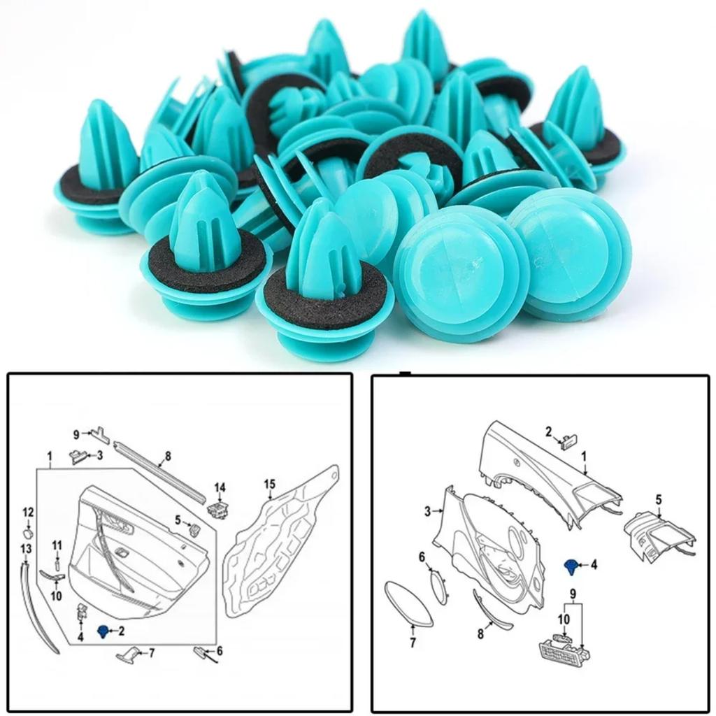 20-100PCS Auto Door Panel Clip with Seal Ring Auto Fastener Rivet Bumper Clip Retainer Car Interior Retaining Accessories