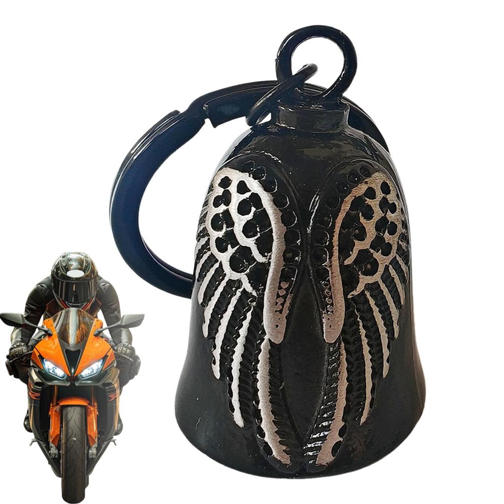 Modische Flügelglocke Vintage Schwarz Motorräder Dekoration Anhänger Herren Motorradglocke Fahrglocke Schlüsselanhänger Anhänger