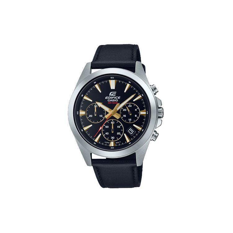 

Casio Edifice Series Casual Fashion Quartz Movement Genuine Leather Strap Watch Black Dial Men watches EFV-630L-1 Black Dial