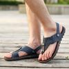 Men Sandals Leather Trail Wading Shoes Open Toe Wide Outdoor Flip Flops Athletic Hiking White Beach Walking Roman Sandals