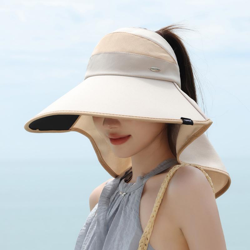Summer Sun Hat Children Outdoor Cycling Sun Protection Hat Big Brim Shawl Neck Protection Bucket Hat Versatile Travel Empty Top Hat