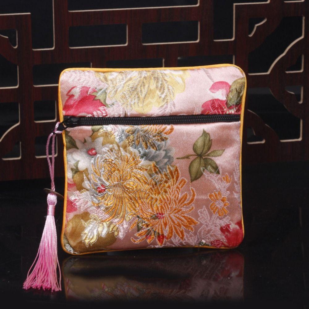 Tassel Embroidery Coin Pouch Cloth Chinese Style Coin Pouch Portable Cloth Wallet  Ladies