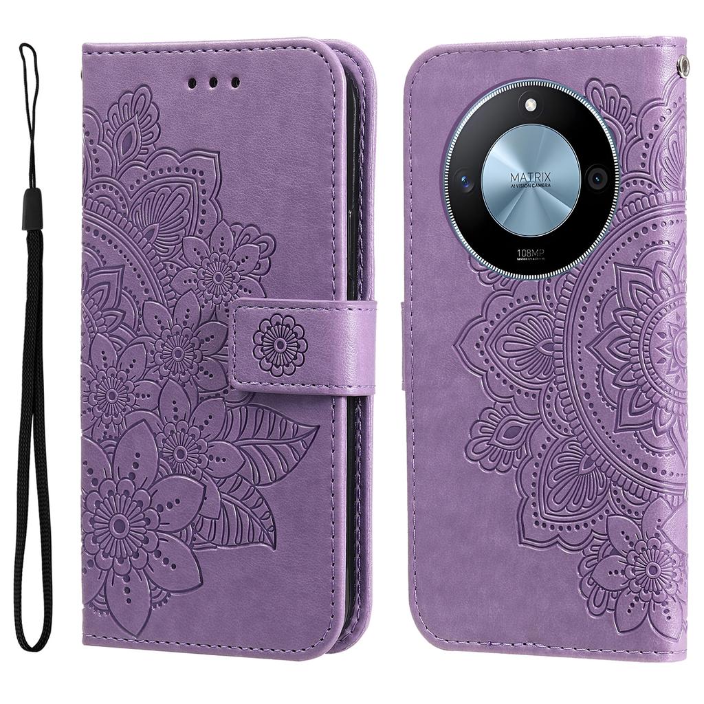 For Honor X60 5G Case Floral Pattern PU Leather Wallet Stand Phone Cover
