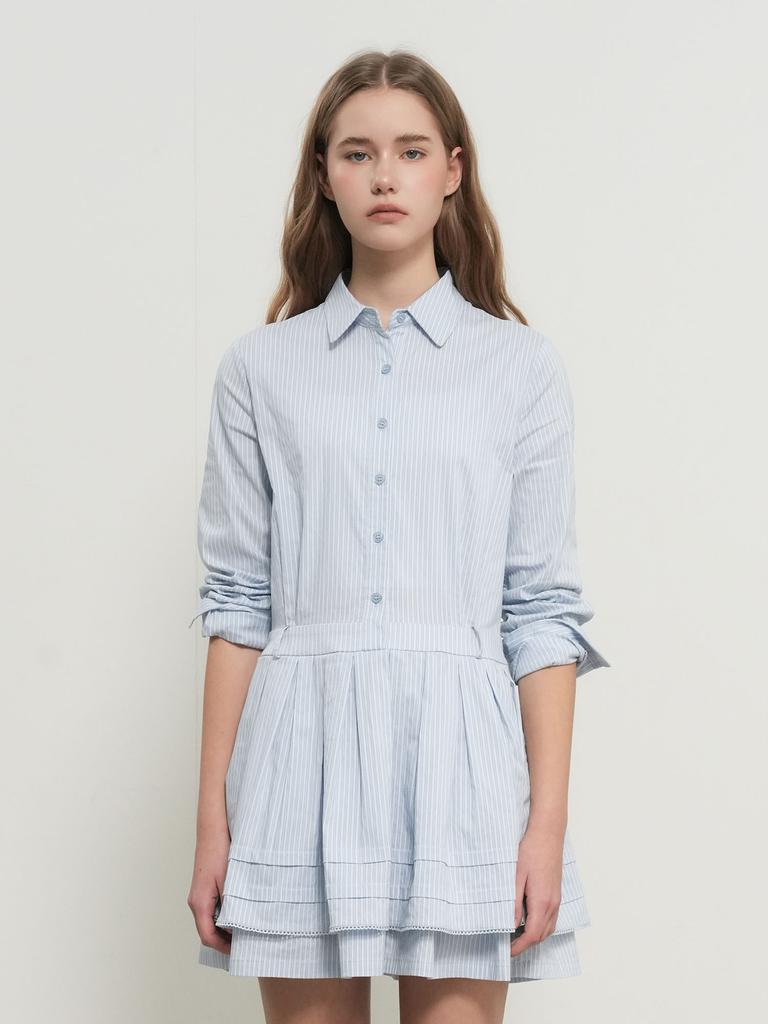 GENERALIDEA Pleated Shirt Dress [Stripe] / Gf1Lop504