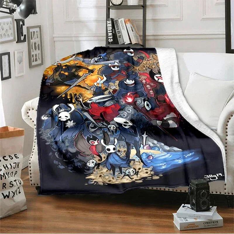 

Мультяшное игровое одеяло Hollow Knight, напечатанное на 3D-принтере, мягкое и удобное теплое одеяло, для кровати, дивана, дорожное покрывало для улицы#(5) 75X95CM серый