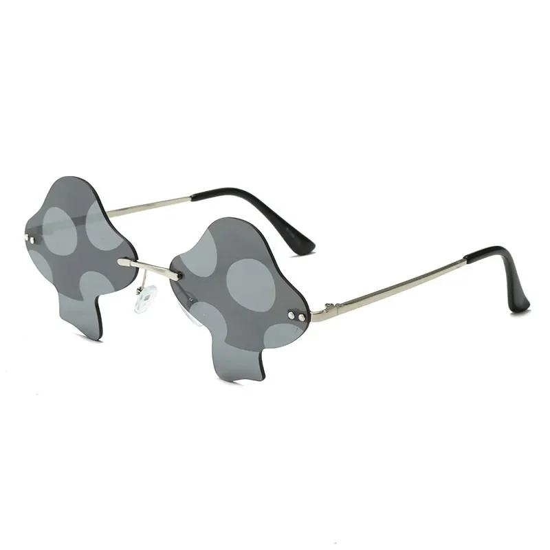 

Mushroom Rimless Sunglasses Female Male Personality Stylish Funny Party Glasses Concave Shape Sun Glasses Street Men Women Premium