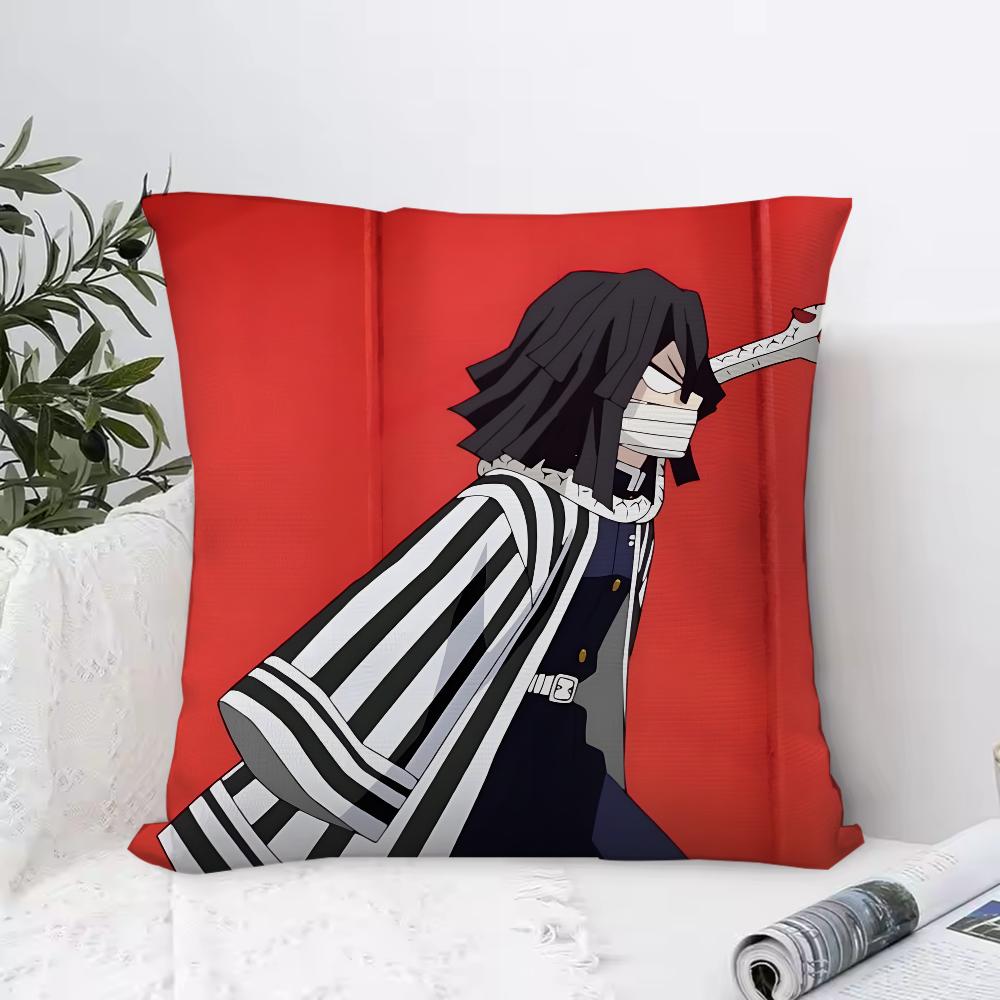 D-Demon S-Slayer Anime Iguro O-Obanai Pillow Case Pillowcase Anti-dustmite Pillow Invisible Zipper Silky Short Plush Sofa Cushio