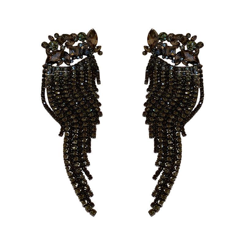 Elegant Long Tassel Diamond Earrings - Luxurious European & American Style Earrings for Women