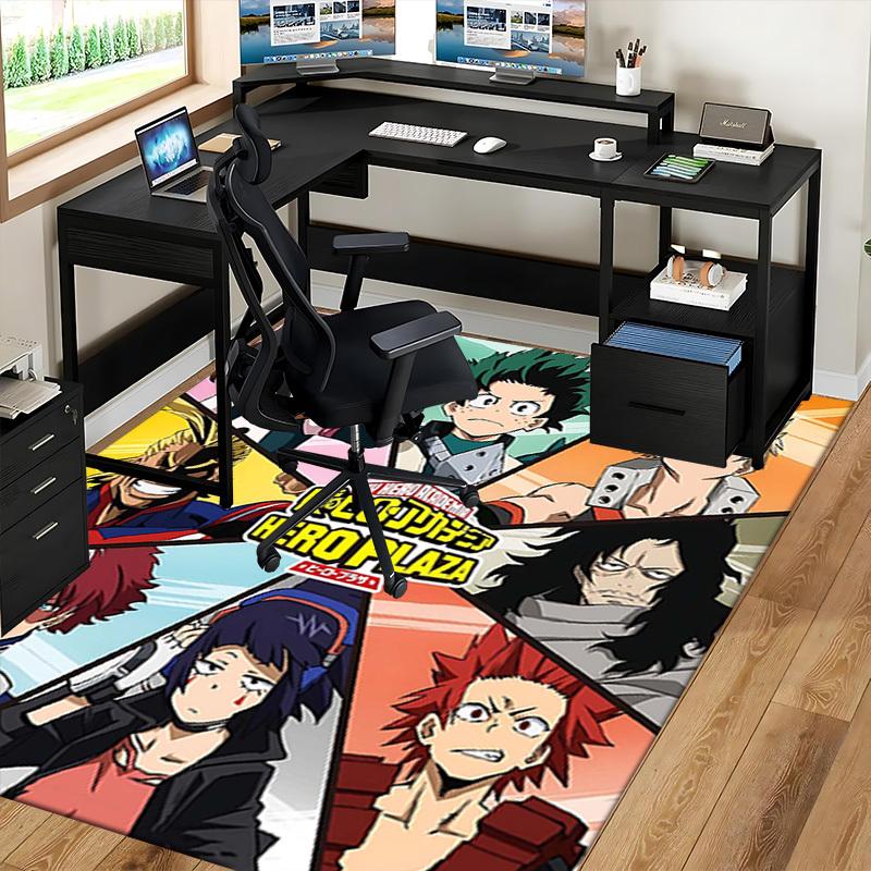 1pc My Hero Academia Anime Cartoon Design Chair Mat - Seasonal Gift for Office, Home Decor, Living Room, Bedroom, Game Room - Non-Slip Carpet Suitable