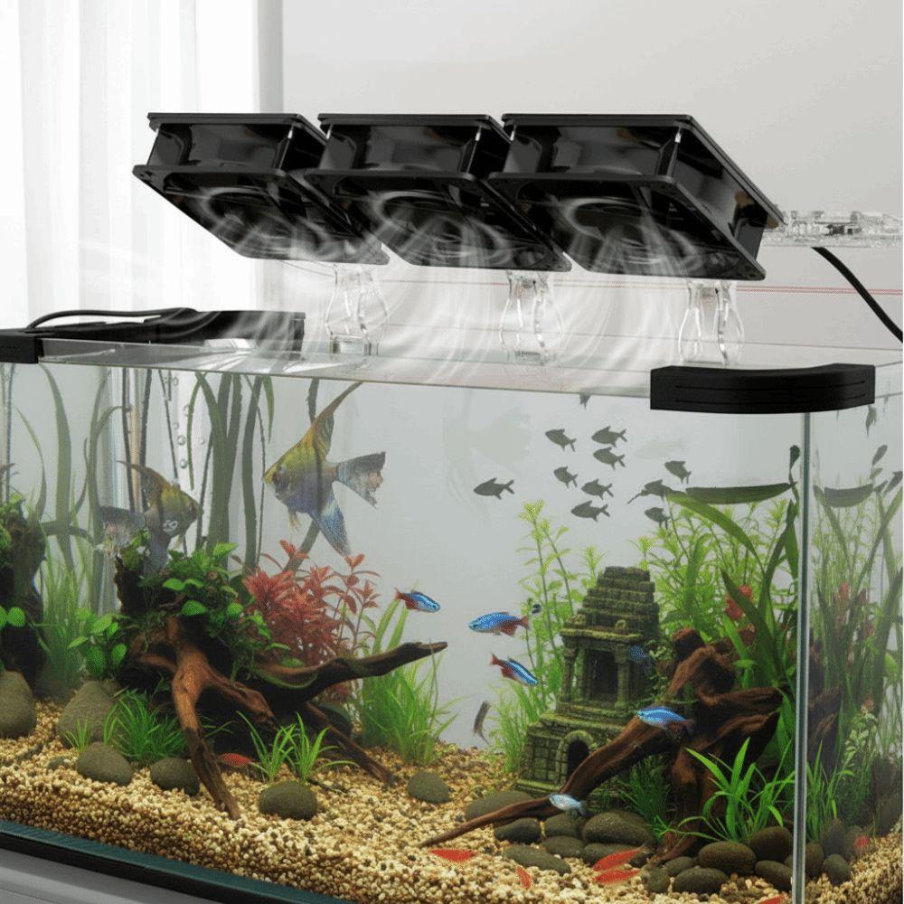 1Pcs Variable Speed Aquarium Cooling Fan for Fish Tank Fishbowl Aquatic Pet Cooling