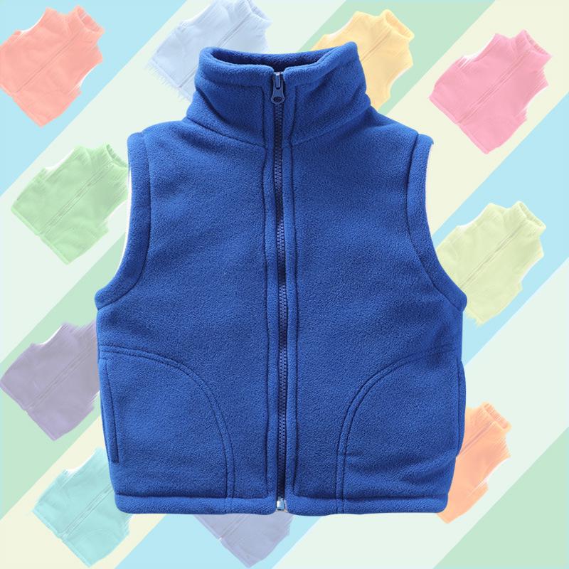 Kids' Fleece Vest for Boys & Girls, Thick Outerwear for Spring To Winter, Kindergarten Uniform with Logo Print