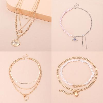Pearl Chain Necklace Cold Wind Multi-layer Stacking Collarbone Chain Summer