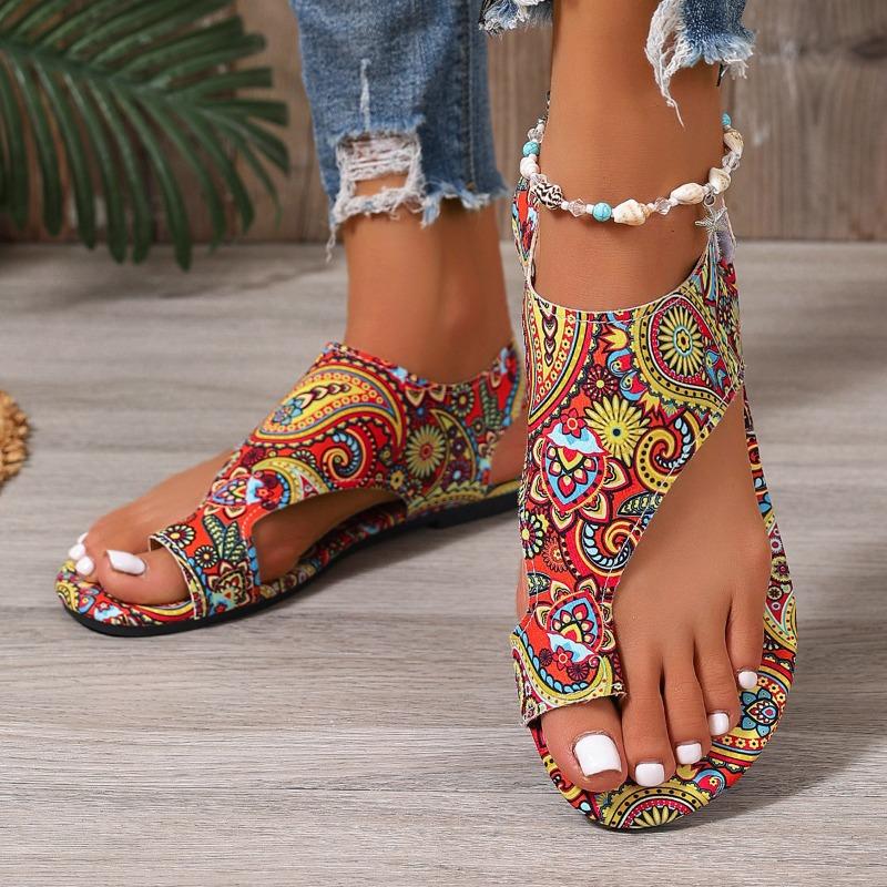  Summer new set of toe flat bottom casual light breathable open toe Velcro beach sandals women's batch