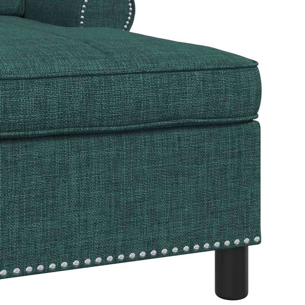Lounge Chaise Longue with Cushions Dark Green 91 X 157 X 91 Cm Fabric