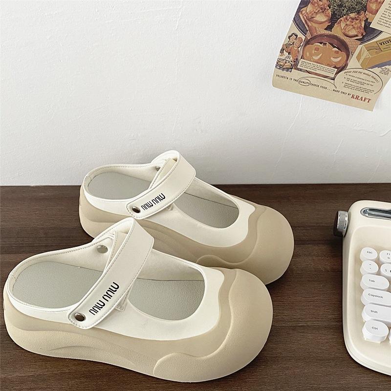 Thick-soled Two Wear Mary Jane Bag Head Half Slippers Women's Sports Sandals