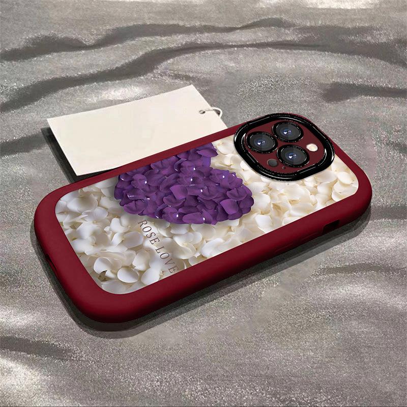 Applicable to Apple 16 mobile phone case Love petal iPhone 15 women's Apple 14 promax high-end sense Apple 13