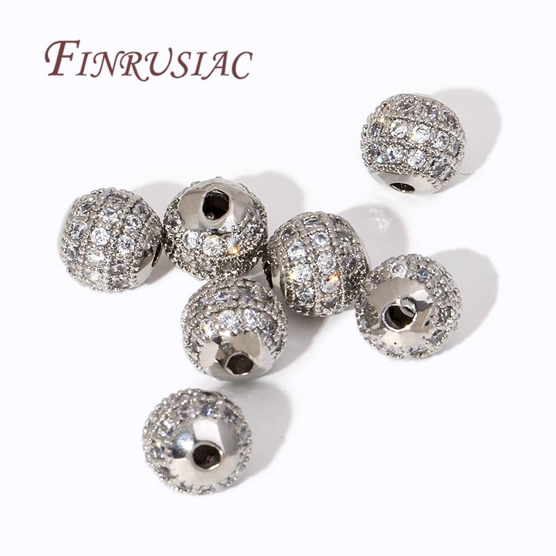 

14K Gold Plated Round Zircon Crystal Beads Spacer Beads Supplies For Jewelry,Beads Separators,DIY Bracelets/Necklace Accessories 6mm-2 pcs