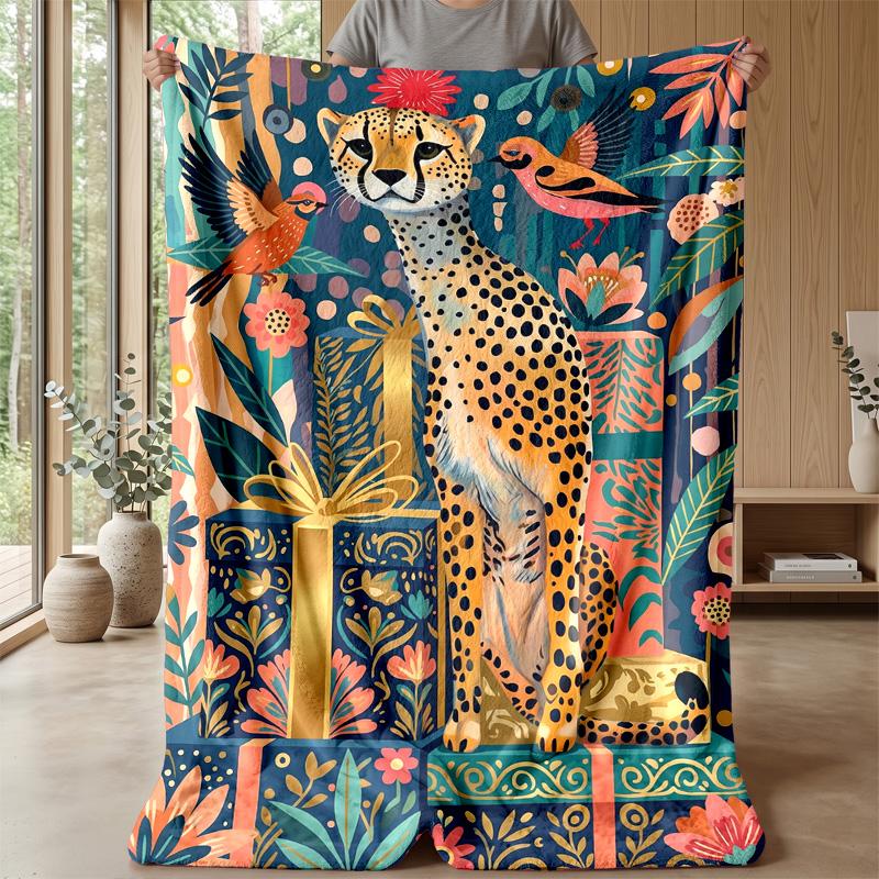 Jaguar in Lush Jungle 1 Theme blanket Lightweight Warm Flannel Blanket Decorative Throw Blanket for Home Decoration