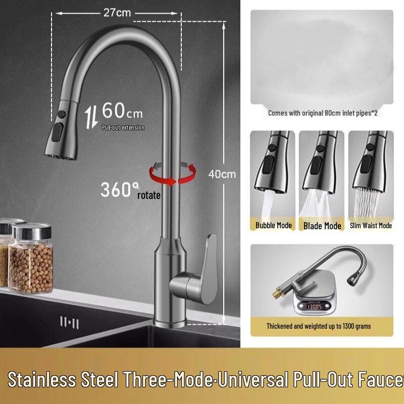 TLXT Gunmetal Gray Pull-Out Kitchen Faucet