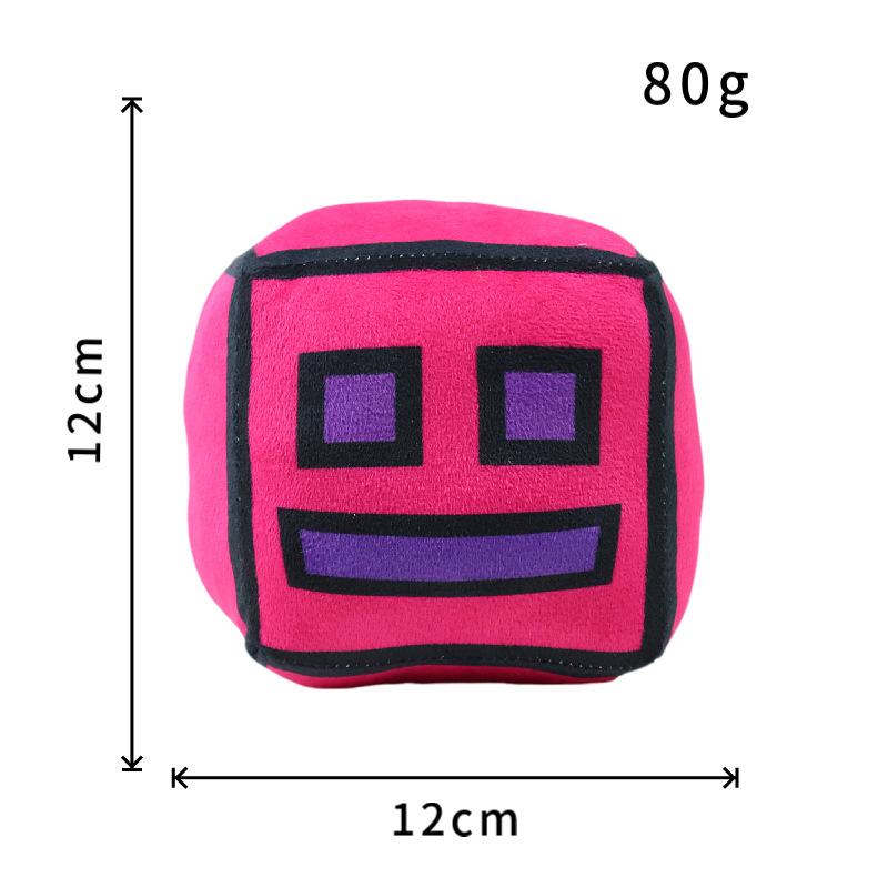 Juguetes de Peluche Cubo Geometry Dash Almohada Pequeña Muñeco de Peluche Relleno Colgante Cuadrado Juego Lindo Decoración para el Hogar Regalo de Cumpleaños para Niños