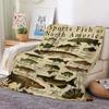 1 Stück Nordamerikanischer Fischdruck verdickte Flanelldecke warm hautfreundlich weich Sofa Bett Decke maschinenwaschbar vier Jahreszeiten