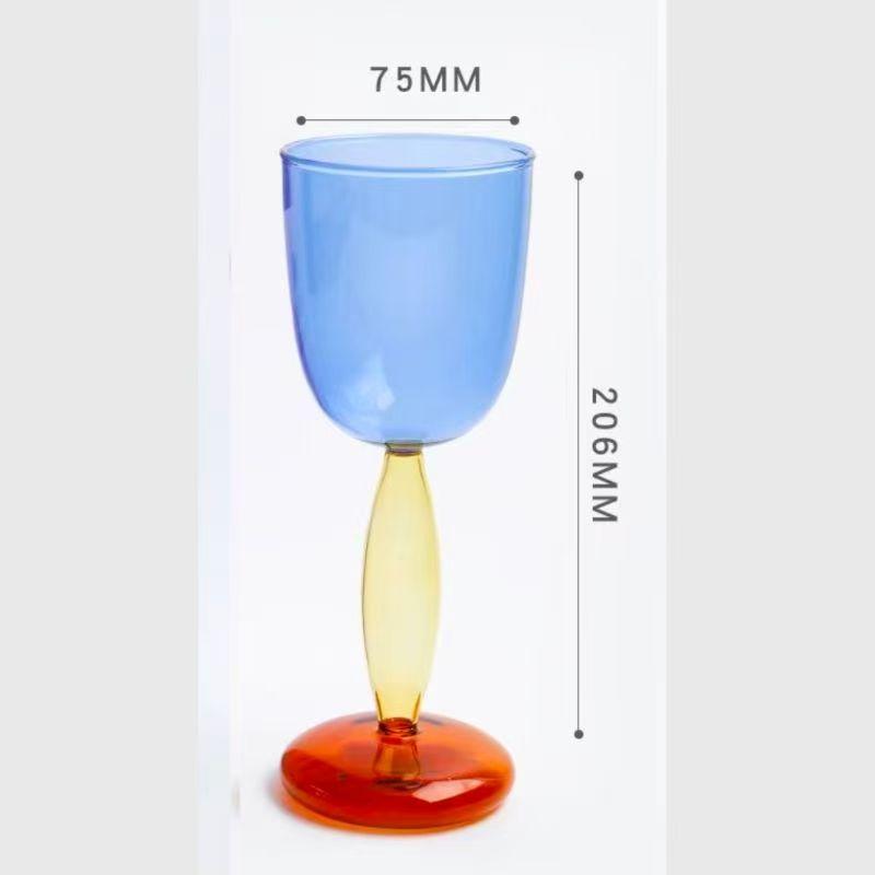 1pc Colored Goblet Glass Wine Glass Cup Bordeaux Burgundy Glasses Borosilicate Glass Cocktail Glasses Drinkware Lover Decoration