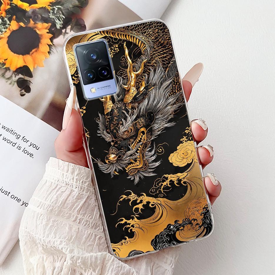 For Vivo V21e Case V2061 Cute Cat Lion Painted Cover Soft Silicone Phone Cases For Vivo V21 V2066 V2108 V 21 VivoV21 E 4G Fundas