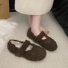 Gentle Fairy Wind 2025 Autumn and Winter Lamb Wool Shoes Female Wear Versatile Flat Bottom Pregnant Women Warm Bean Cotton Shoes
