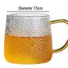 Colored Handle Hammered Glass Cup - Single Layer, Heat-Resistant, Transparent for Water, Milk, or Tea