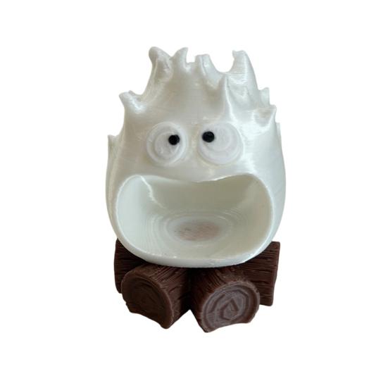 

3D Printed Campfire Figurine Cute Face Bonfire Ornament with Big Mouth Small Flame Model for Home Office Desk Decor белый