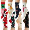 10 Pairs Christmas Socks Women's Autumn and Winter Warm Socks Snowman Elk Gingerbread Cute Cartoon Santa Claus Mid-calf Socks