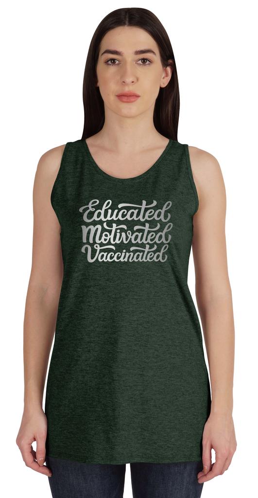 Inkmeso Educated Motivated Vaccinated Pro-Vaccine Womens Tank Tops Casual