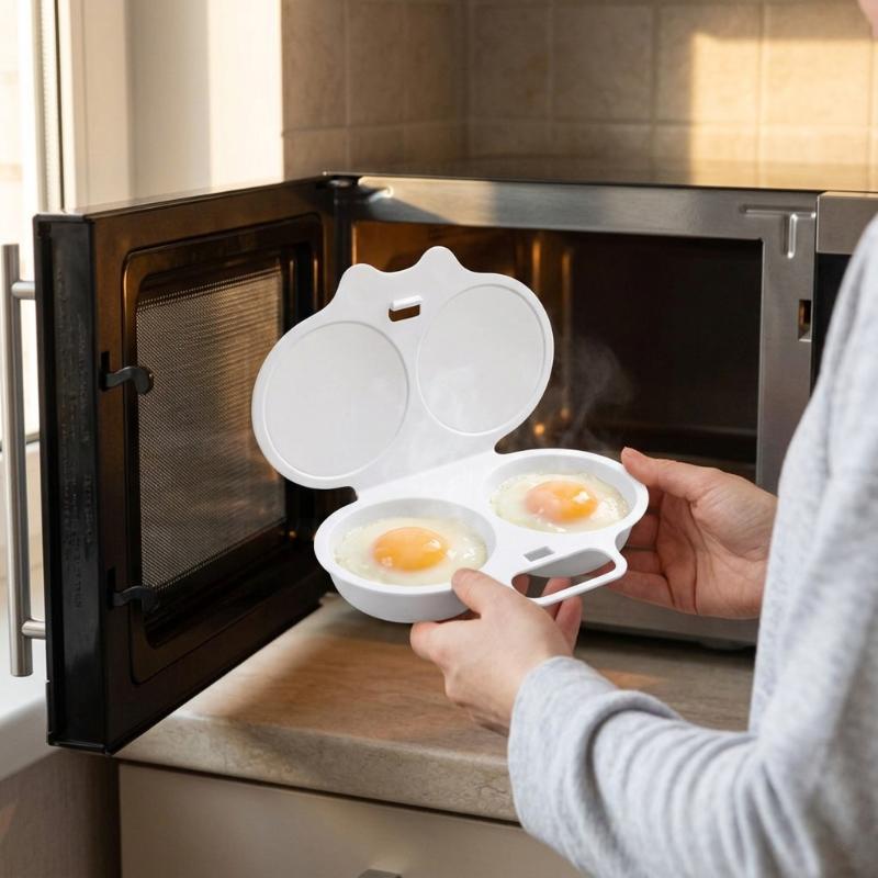 1Pcs Portable Steamed Egg Box Food Grades Plastic Microwave Egg Cooker Heat Resistant Kitchen Cooking Mold Egg Steamer