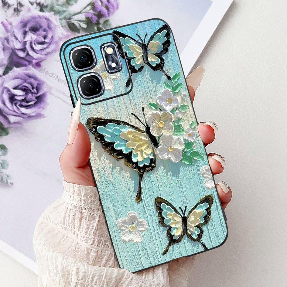 For Infinix Hot 50i Case X6531 New Fashion Flower Love Heart Pattern Soft Silicone Cover For Infinix Smart 9 Smart9 X6532 Bumper