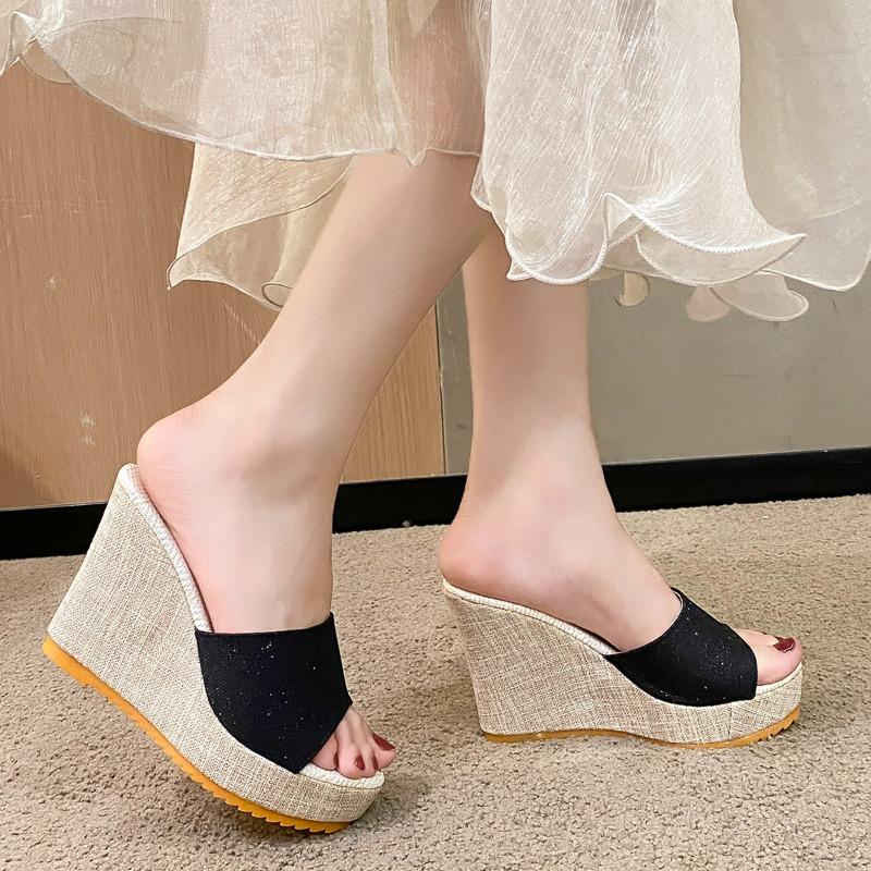 Dames Sleehakken Slippers Zomer Nieuwe Hoge Hakken Dames Sandalen Ondiep Outdoor Strand Platform Slippers Comfortabele Slides Dames