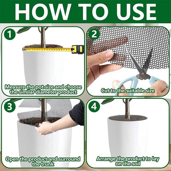 6 Pcs Plant Pot Grid Flowerpot Grid with Center Cutout Potted Plant Protector Soil Protector for Preventing Pets from Digging Plants