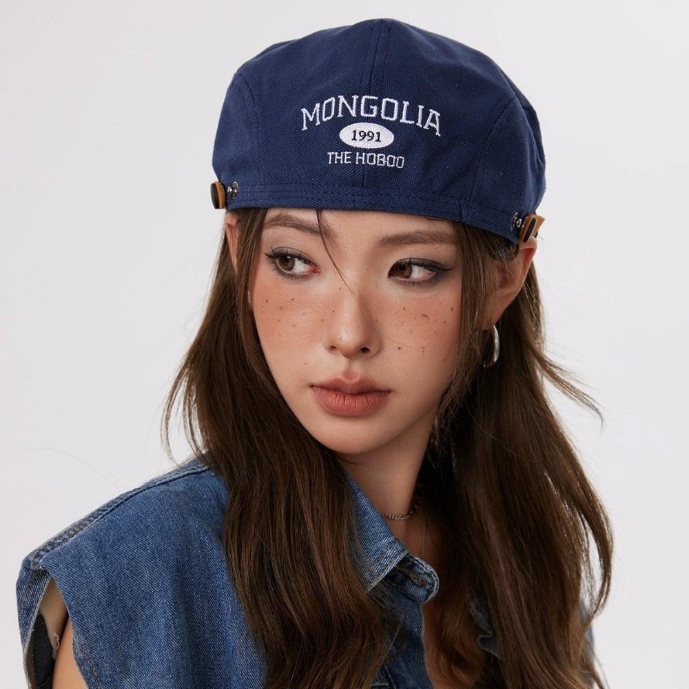 Adjustable Letter Embroidery Beret Flat Painter Cap Fashion Forward Hat  Spicy Girls