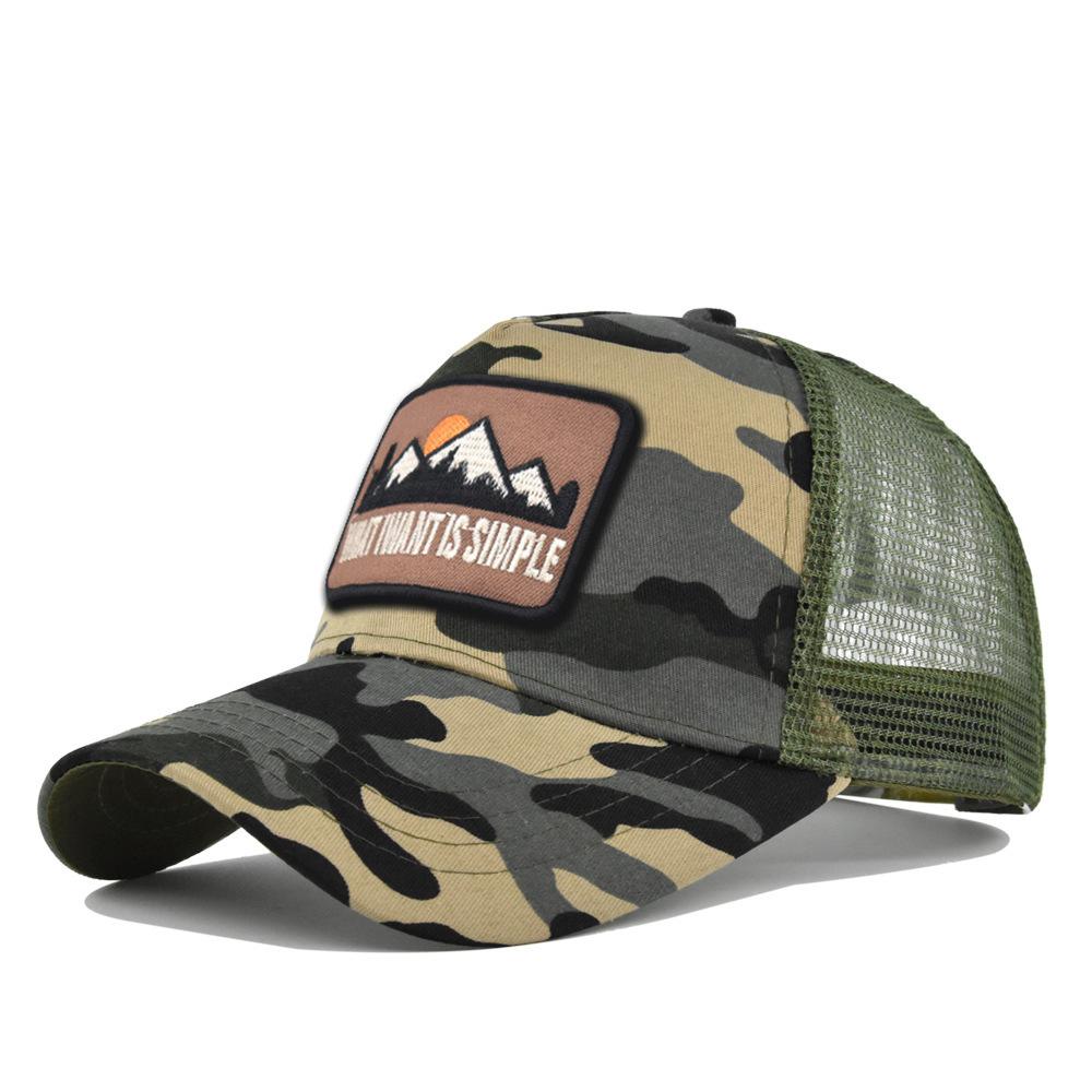 Embroidered mountain cap Outdoor sports mesh baseball cap Color matching breathable mesh cap Mountaineering sun hat