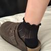 White Mesh Stockings - Summer Lightweight Lace Mid-calf Socks Without Bones - Postpartum Stockings with Low Heel and Shallow Opening