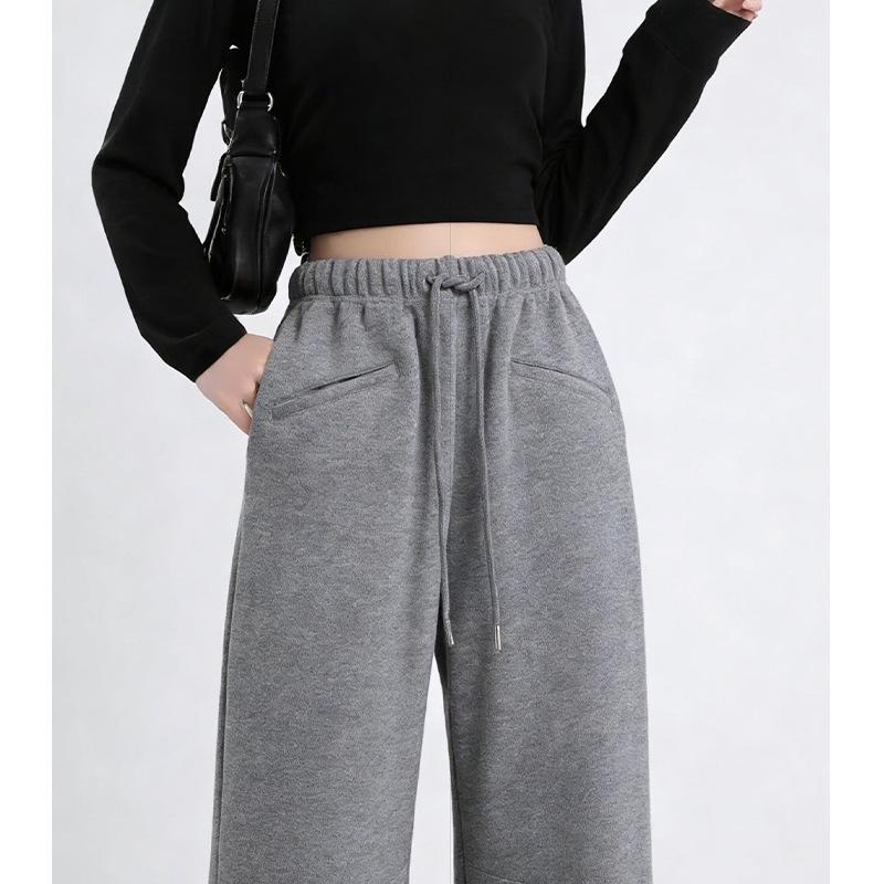 2026 Spring High-Waisted Slimming Loose Straight-Leg Women's Pants with Drawstring Elastic Waist